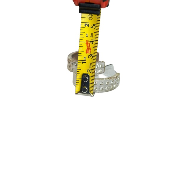 Vintage 90s Y2K Clear Acrylic Rhinestone Pierced Hoop Earrings - Picture 4 of 5